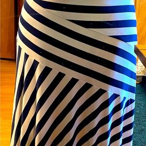 Ralph Lauren Black and White Asymmetrical A-Line Midi Skirt